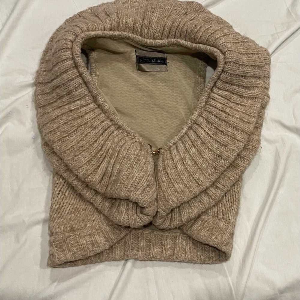 Liu Jo Beige Ribbed Alpaca and Wool Knit Sweater